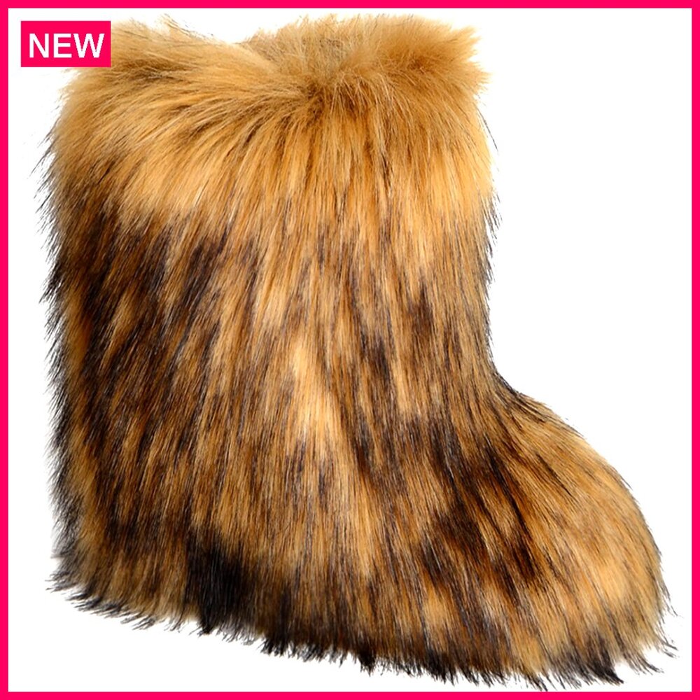 Knee High Snow Boots With Faux Fur, Flat Heel Winter Boots For Women